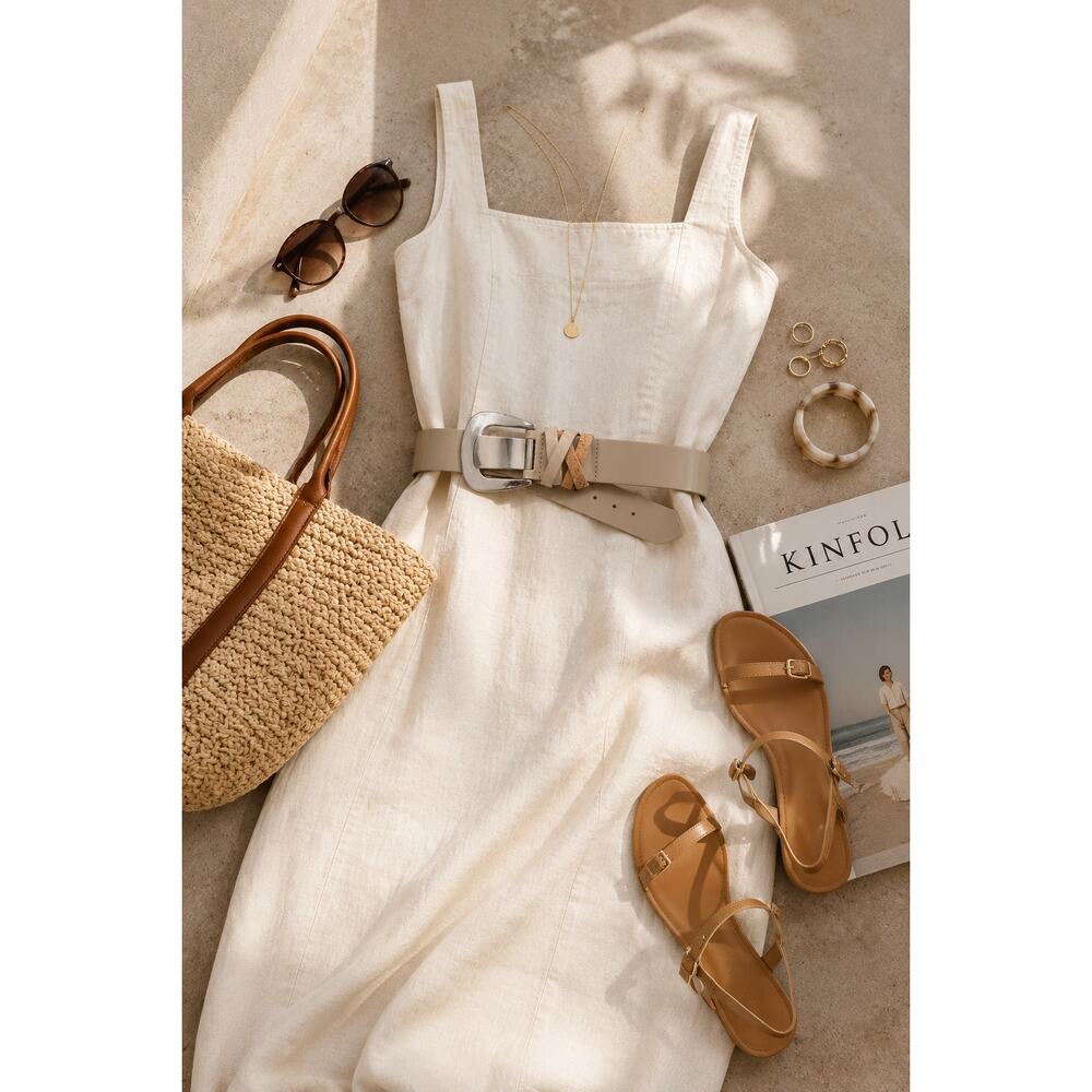 White House Black Market Nude Patent Belt S Cork Detail Wide Waist Hip Belt
